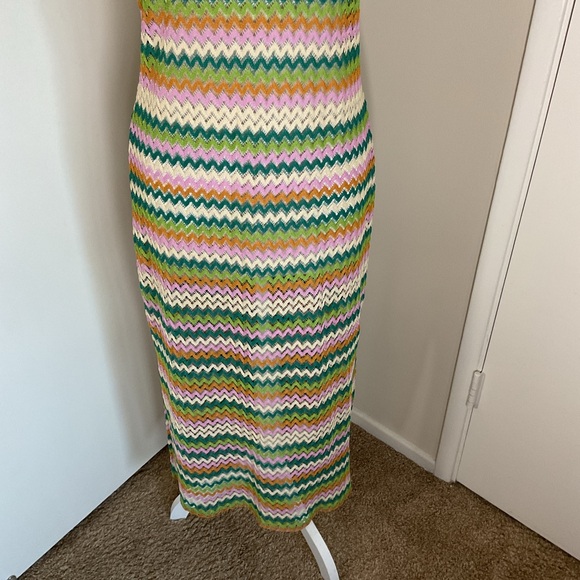 Miken Swim Colorful Knit Chevron Swim Coverup Sleeveless Zig Zag Pattern Size XL - Picture 4 of 8